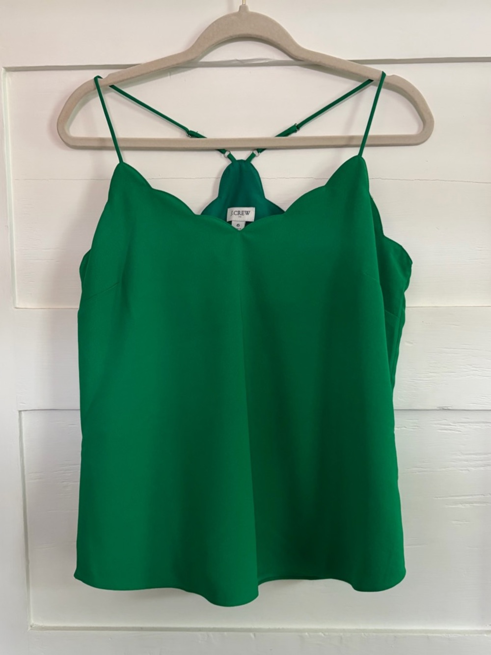 J. Crew Green Scalloped Cami Top Blouse size 6